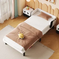 Fortuna lai Lit Enfant 90x200 Cm,joli Cadre De Lit En Forme De Chiot Avec Sommier à Lattes,lattes En Bois,blanc Best