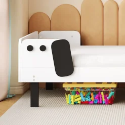 Fortuna lai Lit Enfant 90x200 Cm,joli Cadre De Lit En Forme De Chiot Avec Sommier à Lattes,lattes En Bois,blanc Best