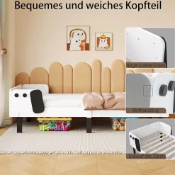 Fortuna lai Lit Enfant 90x200 Cm,joli Cadre De Lit En Forme De Chiot Avec Sommier à Lattes,lattes En Bois,blanc Best