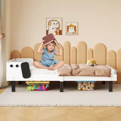 Fortuna lai Lit Enfant 90x200 Cm,joli Cadre De Lit En Forme De Chiot Avec Sommier à Lattes,lattes En Bois,blanc Best