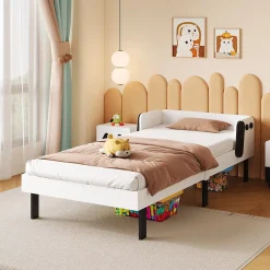 Fortuna lai Lit Enfant 90x200 Cm,joli Cadre De Lit En Forme De Chiot Avec Sommier à Lattes,lattes En Bois,blanc Best