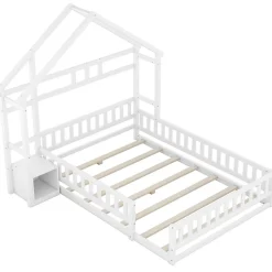 Generique Lit enfant 140x200cm avec garde-corps, Blanc