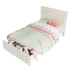 Blackcolors Lit enfant 90x190cm bois massif, rangement tiroirs, blanc, design blocs, sans matelas Hot