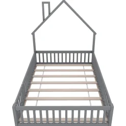 Blackcolors Lit Enfant 140X200Cm Cheminée Pin Gris New