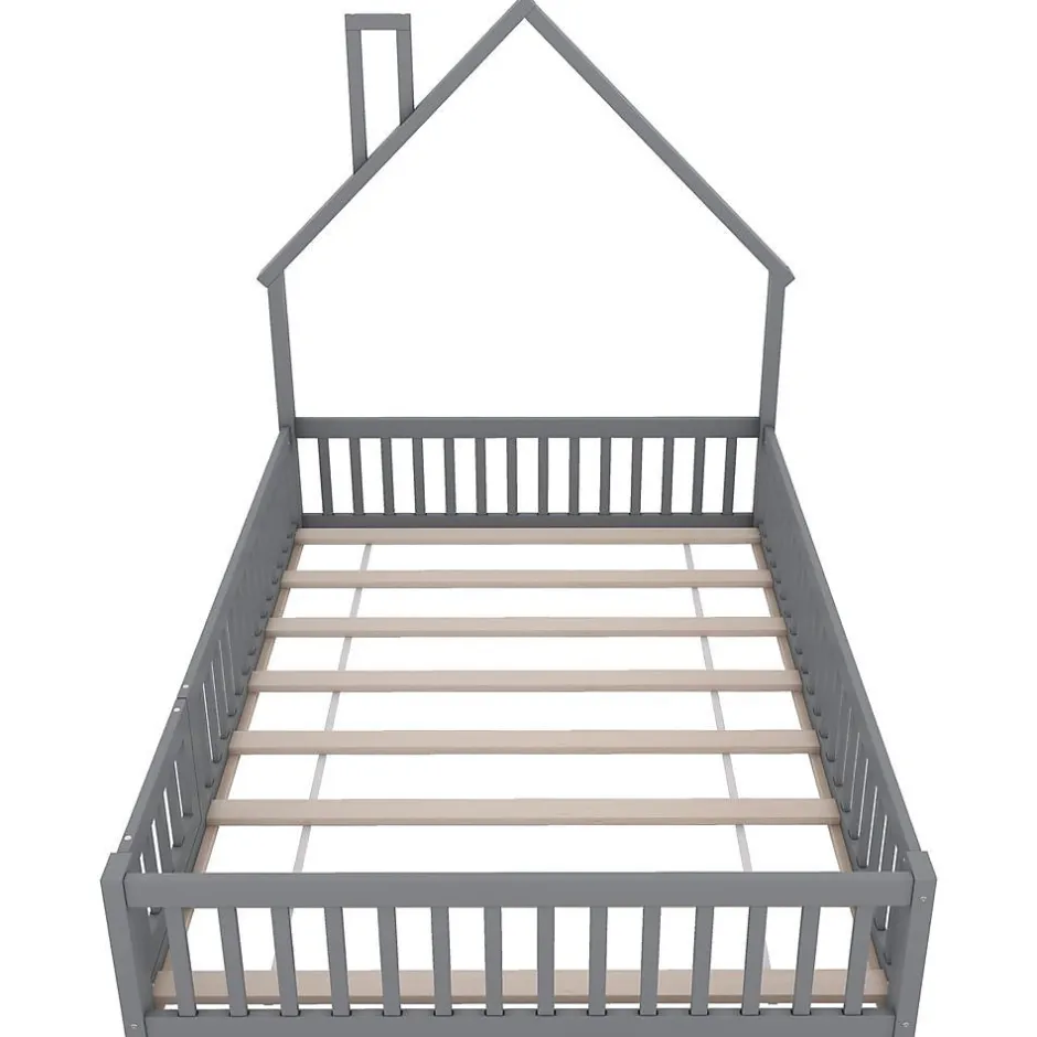 Blackcolors Lit Enfant 140X200Cm Cheminée Pin Gris New