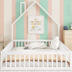 Blackcolors Lit Enfant 140X200Cm Cheminée Pin Blanc Discount