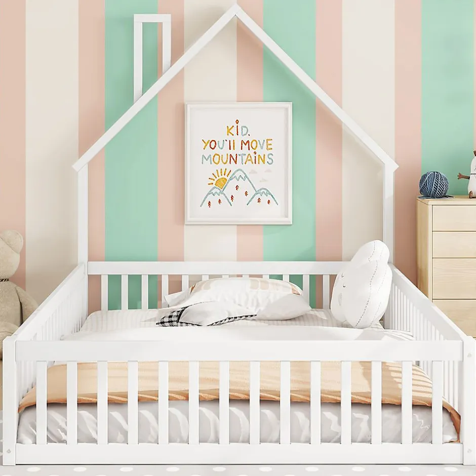 Blackcolors Lit Enfant 140X200Cm Cheminée Pin Blanc Discount