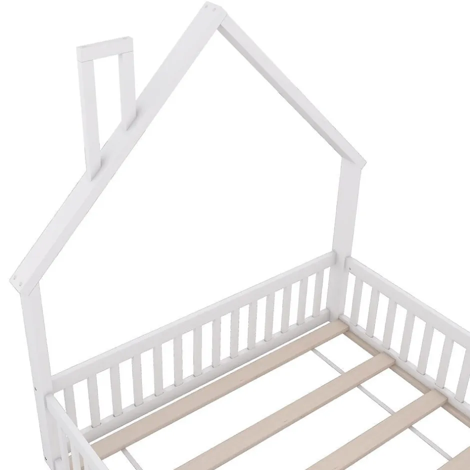 Blackcolors Lit Enfant 140X200Cm Cheminée Pin Blanc Discount