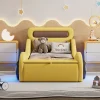 Fortuna lai Lit Enfant 90x200cm, Forme Voiture, Roues Lumineuses, Rangement, Sans Matelas, Jaune Best