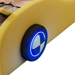 Fortuna lai Lit Enfant 90x200cm, Forme Voiture, Roues Lumineuses, Rangement, Sans Matelas, Jaune Best