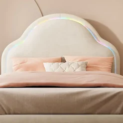 Blackcolors Lit Enfant 90x200cm LED Multicolore Velours Beige