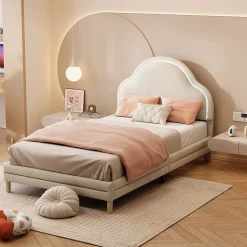 Blackcolors Lit Enfant 90x200cm LED Multicolore Velours Beige
