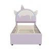 Fortuna lai Lit Enfant 90x200cm, Lit Licorne avec Lit Escamotable, Violette Discount
