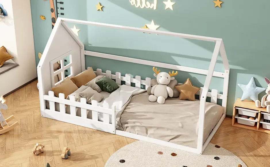 Fortuna lai Lit Enfant 90x200cm, Maison avec Rampe, Blanc Online