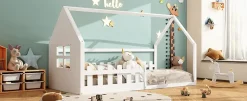Fortuna lai Lit Enfant 90x200cm, Maison avec Rampe, Blanc Online