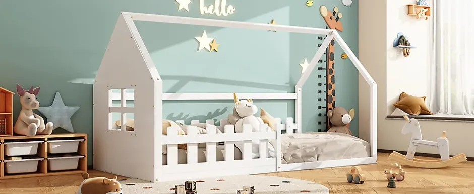 Fortuna lai Lit Enfant 90x200cm, Maison avec Rampe, Blanc Online