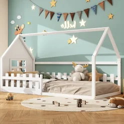 Fortuna lai Lit Enfant 90x200cm, Maison avec Rampe, Blanc Online
