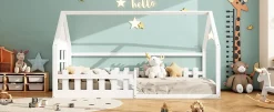 Fortuna lai Lit Enfant 90x200cm, Maison avec Rampe, Blanc Online