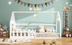 Fortuna lai Lit Enfant 90x200cm, Maison avec Rampe, Blanc Online