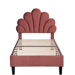 Blackcolors Lit Enfant 90x200cm Tête Fleurs Velours Rouge Haricot
