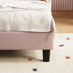 ProximaX Lit enfant/Lit capitonné 90 x 190 cm avec sommier à lattes, tête de lit et dossier réglables, velours, sans matelas, Rose Online