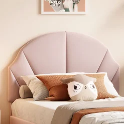 ProximaX Lit enfant/Lit capitonné 90 x 190 cm avec sommier à lattes, tête de lit et dossier réglables, velours, sans matelas, Rose Online