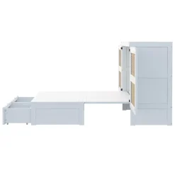 Okwish Lit Escamotable 140x200 cm - Lit Mural Vertical avec 2 Tiroirs de Rangement, Structure Bois de Pin et MDF, Sans Matelas, Blanc Online
