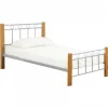 Meublorama Lit EVELINE 90x200 cm Métal et bois gris Sommier inclus Style design