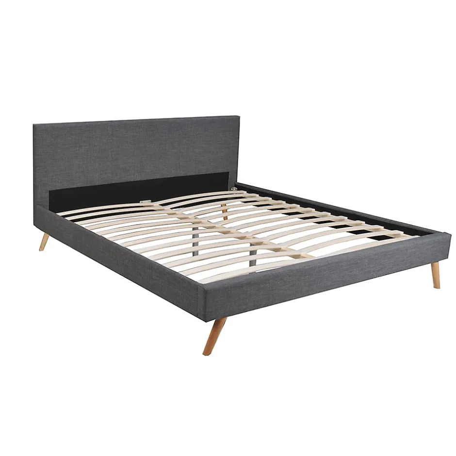 Weber Industries Lit FJORD 180x200 + 1 sommier / tissu Gris Foncé Hot