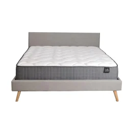Weber Industries Lit FJORD 140x190 tissu + 1 sommier + 1 matelas CARLTON / Gris Clair