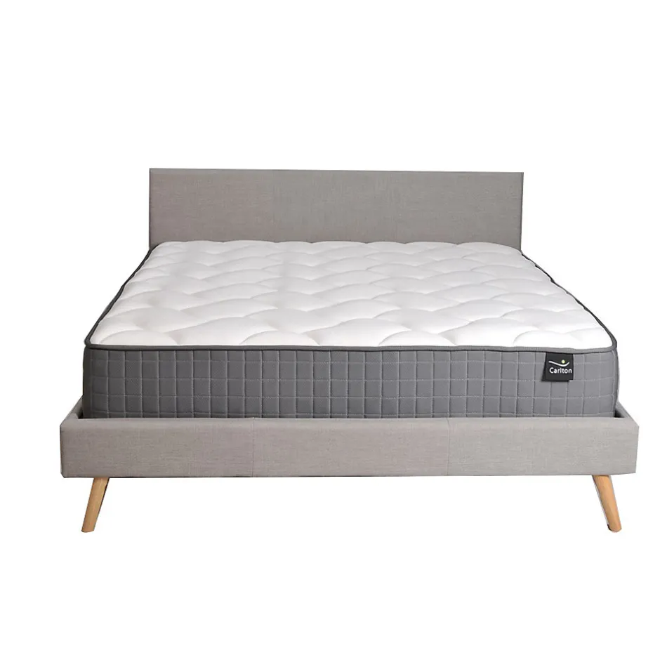 Weber Industries Lit FJORD 140x190 tissu + 1 sommier + 1 matelas CARLTON / Gris Clair