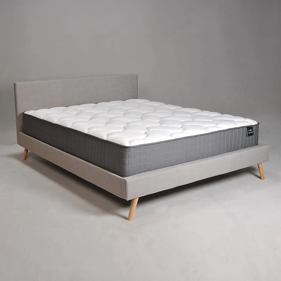 Weber Industries Lit FJORD 140x190 tissu + 1 sommier + 1 matelas CARLTON / Gris Clair