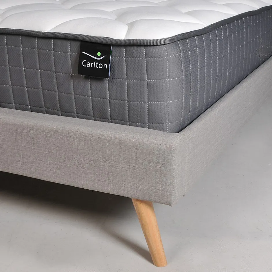 Weber Industries Lit FJORD 140x190 tissu + 1 sommier + 1 matelas CARLTON / Gris Clair