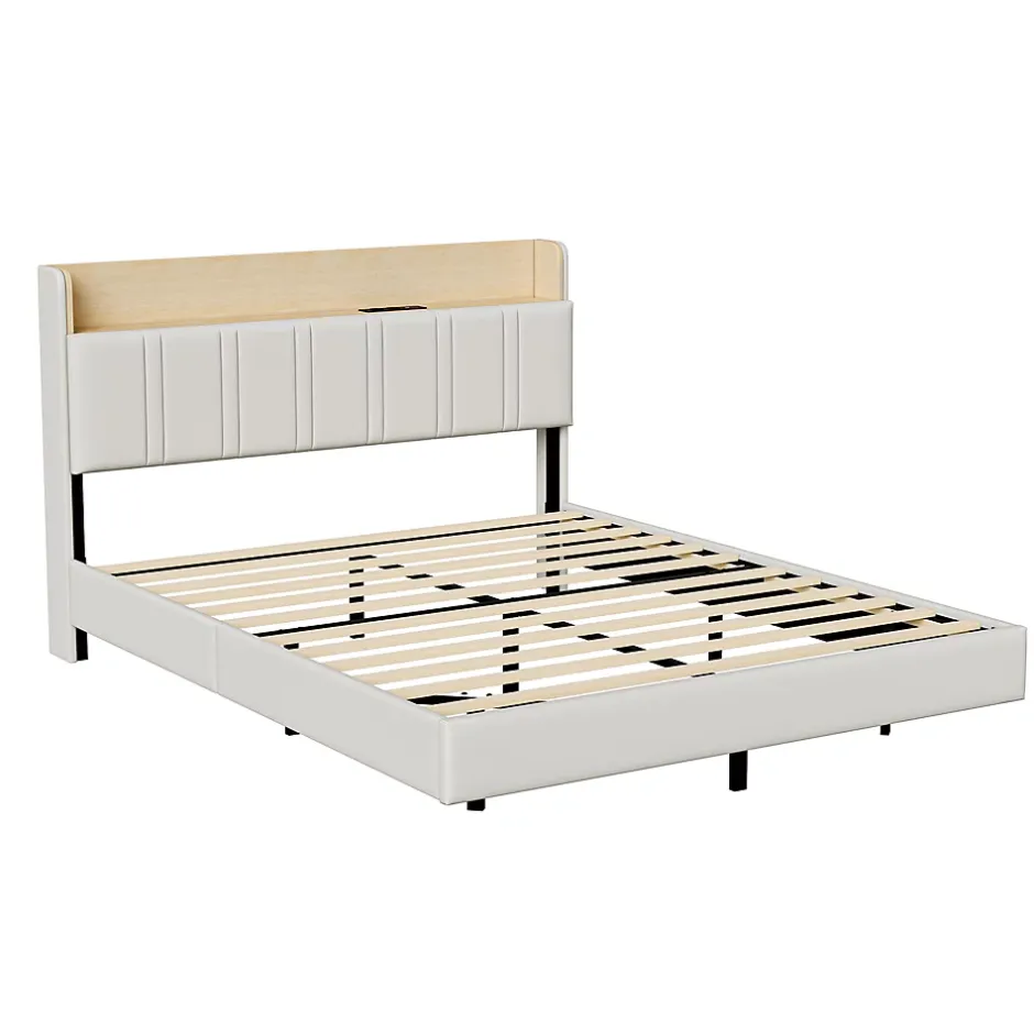 Simple Life Lit flottant 140x190 cm, rembourré, LED, USB, PU, Blanc Online