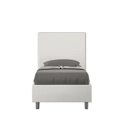 Ityhome Lit Focus en simili cuir blanc sans sommier rembourré 80x210