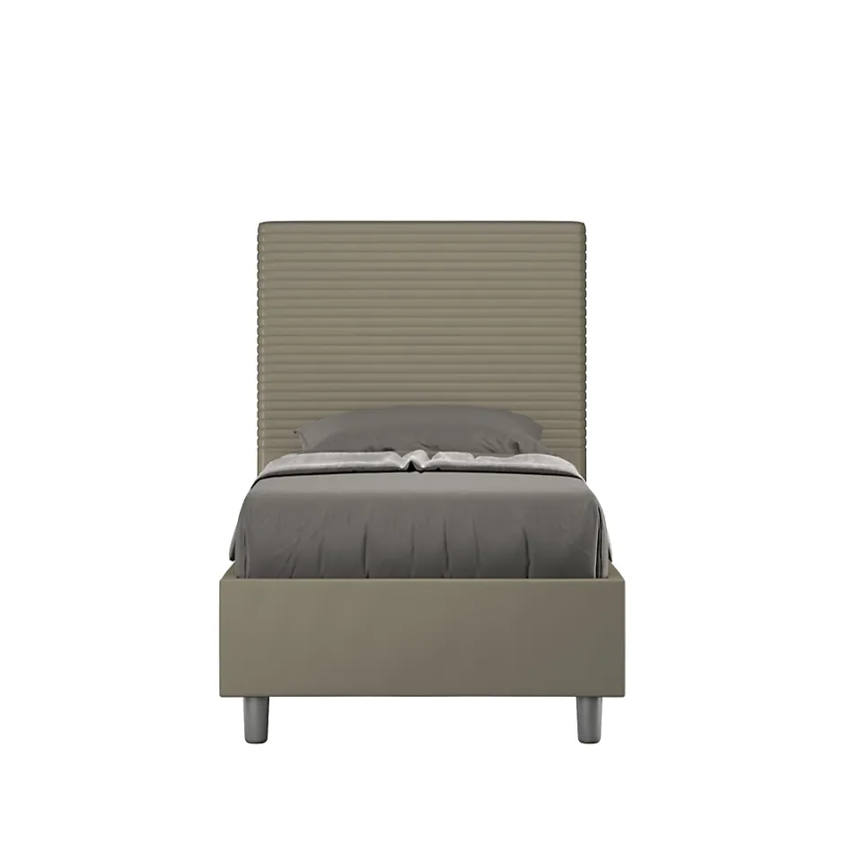 Ityhome Lit Focus sans sommier rembourré 80x190 simili cuir cappuccino Sale