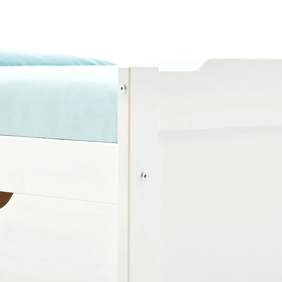Idimex Lit fonctionnel MIA 90 x 190 cm, en pin massif lasuré blanc
