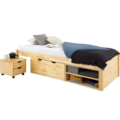 Idimex Lit fonctionnel SABRINA 90x190 cm, en pin massif naturel New
