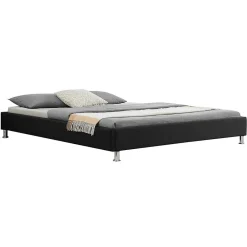 Idimex Lit futon double NIZZA, 180 x 200 cm, avec sommier, revêtement en tissu noir