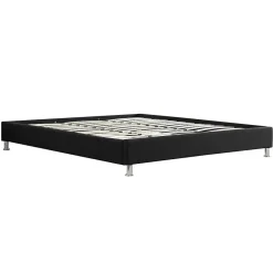 Idimex Lit futon double NIZZA, 180 x 200 cm, avec sommier, revêtement en tissu noir