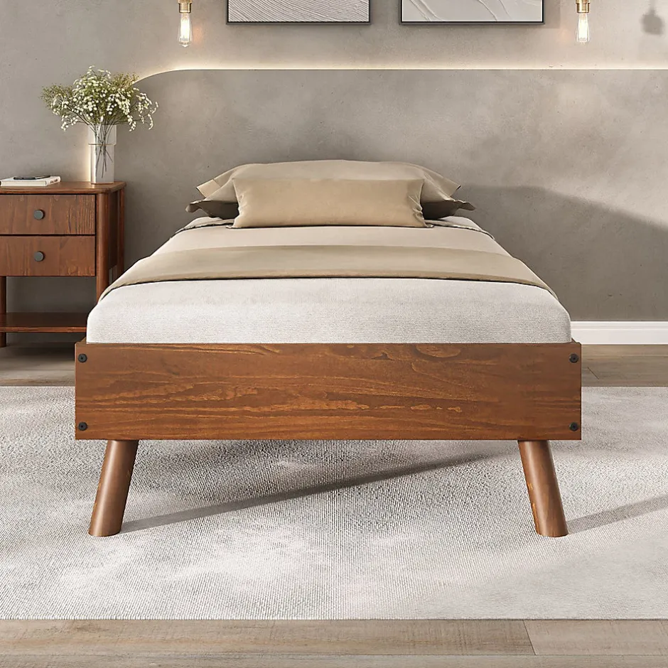 Idimex Lit futon KARRI 100 x 200 cm, en bois massif - Coloris châtaignier