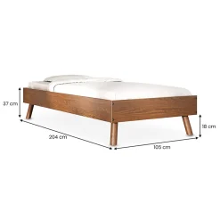 Idimex Lit futon KARRI 100 x 200 cm, en bois massif - Coloris châtaignier