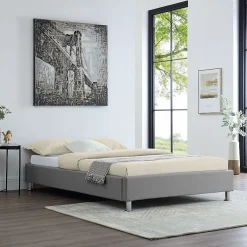 Idimex Lit futon simple NIZZA, 120 x 190 cm, avec sommier, revêtement en tissu gris Online