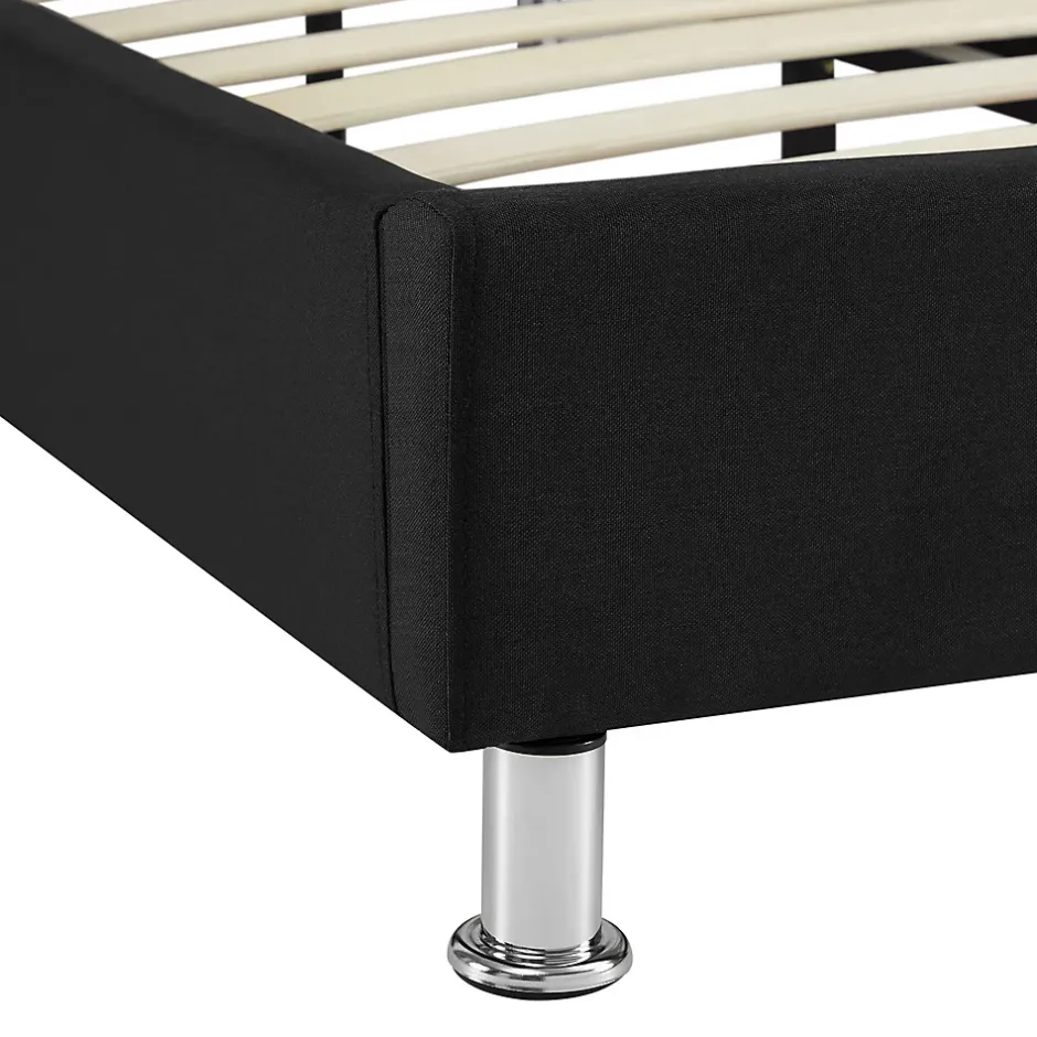 Idimex Lit futon simple NIZZA, 120 x 190 cm, avec sommier, revêtement en tissu noir Hot