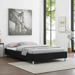 Idimex Lit futon simple NIZZA, 120 x 190 cm, avec sommier, revêtement en tissu noir Hot