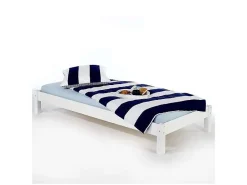 Idimex Lit futon TAIFUN, en pin massif, 90 x 200 cm, lasuré blanc Clearance