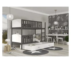 Idimex Lit futon THOMAS, en pin massif, 100 x 200 cm, lasuré blanc