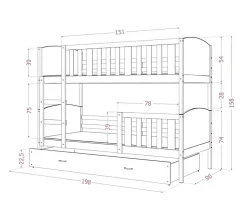 Idimex Lit futon THOMAS, en pin massif, 100 x 200 cm, lasuré blanc