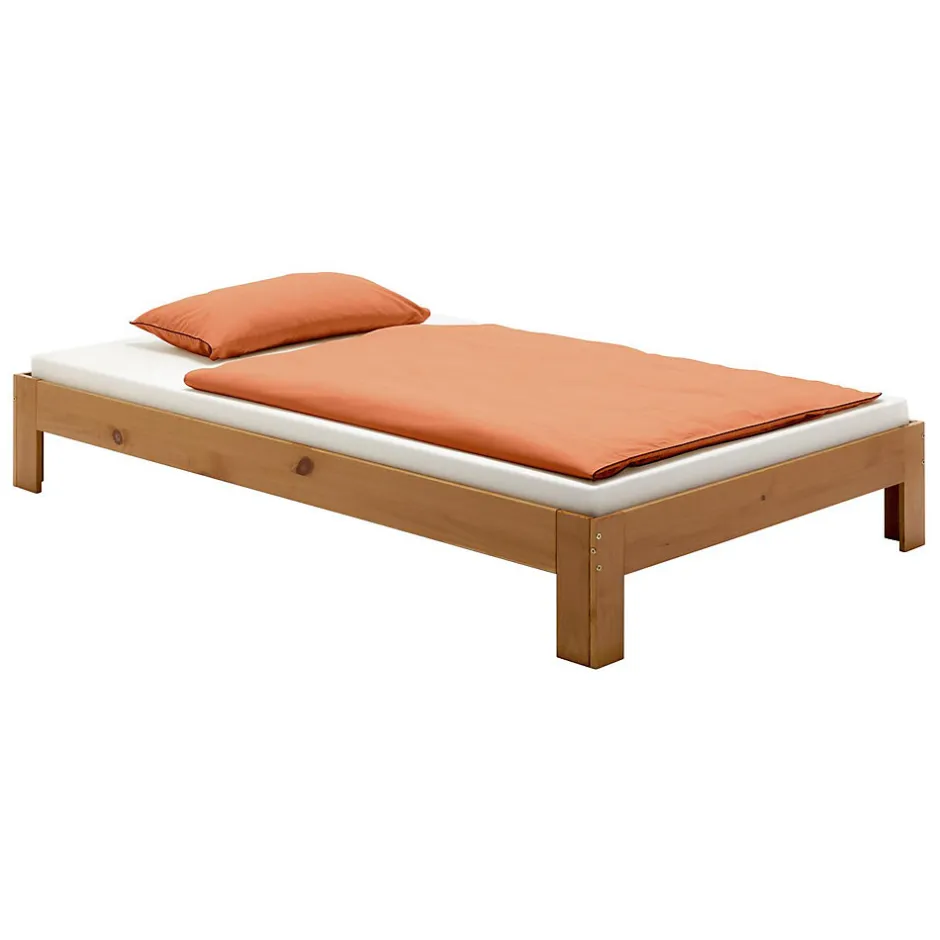 Idimex Lit futon THOMAS, en pin massif, 100 x 200 cm, lasuré couleur campagne