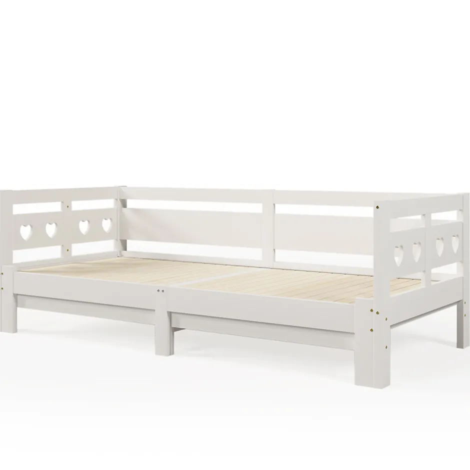 Generique Lit gigogne 90 x 200 cm - Lit Banquette avec 2e Couchage - Pin Massif et MDF - Sans Matelas - Blanc